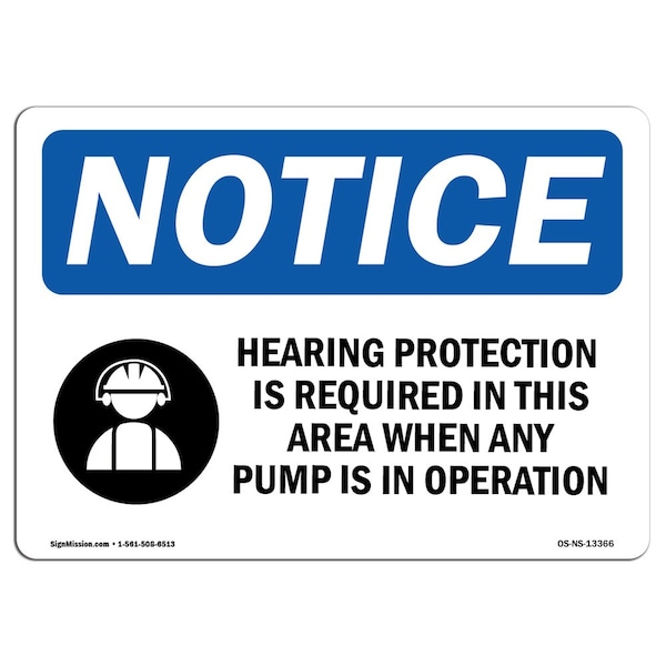 OSHA, Hearing Protection Is Required, 10in X 7in Alum, 10" W, 7" H, Landscape, OS-NS-A-710-L-13366